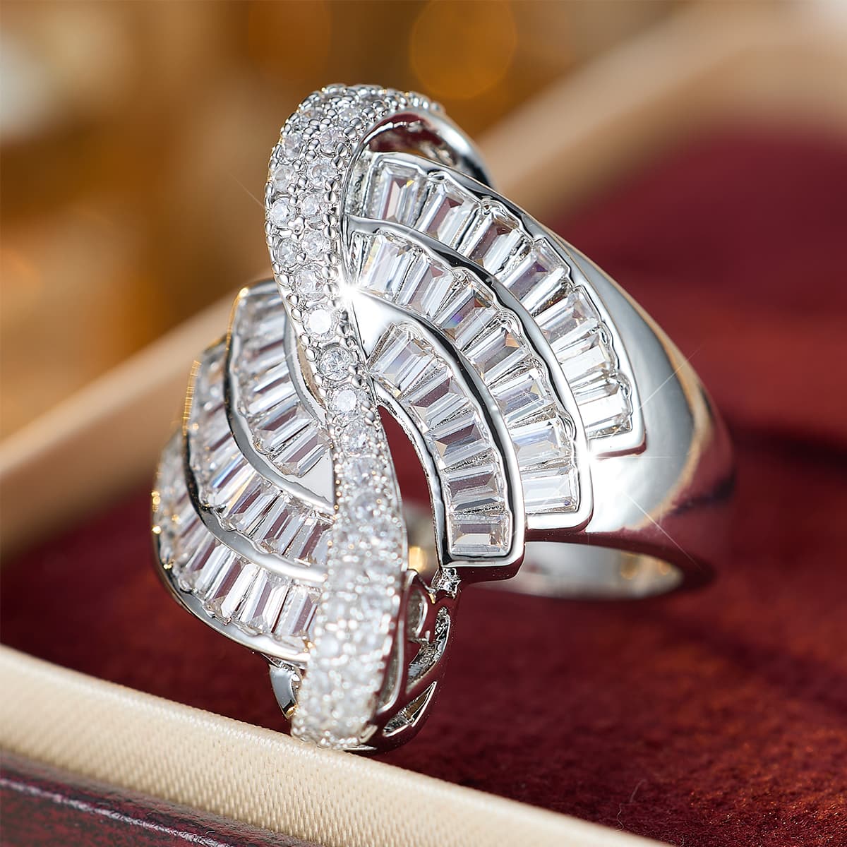 Plated Twisted Swirl Ring Suitable for Men & Women